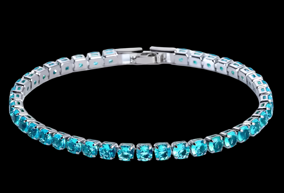 Blue Stoned Silver Tennis Bracelet