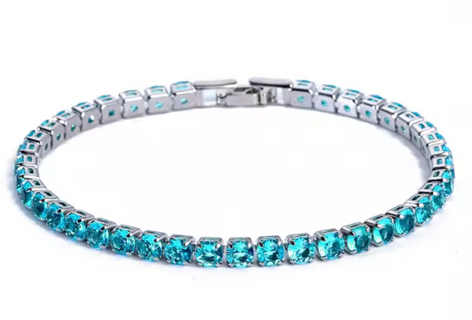 Blue Stoned Silver Tennis Bracelet