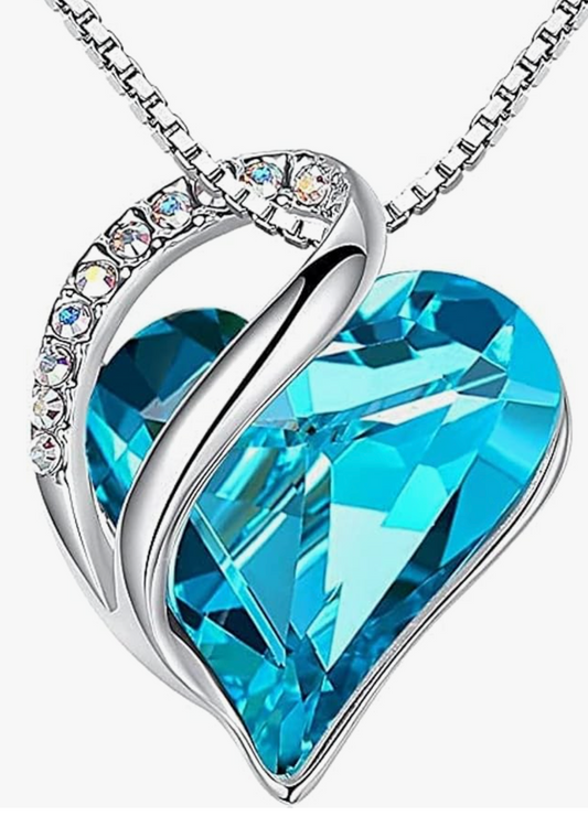 Qimily Infinity Love Heart Pendant Necklace, Crystal Necklaces for Women